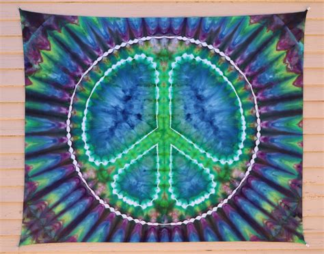 Hand Dyed Tapestry Tie Dye Tapestry Peace Sign Tapestry Hippie