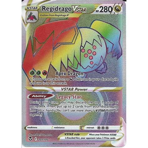 Pokemon Trading Card Game 201195 Regidrago Vstar Rare Rainbow Card