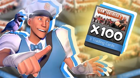 I Unboxed 100 Packs Of Tf2 Trading Cards Insane Luck Team
