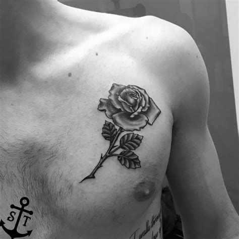Ashton Beebe Black And Grey Rose Tattoo Rose Chest Tattoo Black