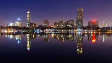 Boston Skyline City Night Wallpaper Nature And Landscape