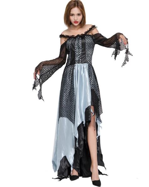 Spooky Witch Costume Womens Ladies Witches Halloween Horror Fancy Dress