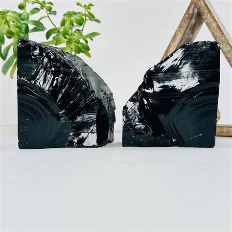 Black Obsidian Bookends As Is Rock Paradise
