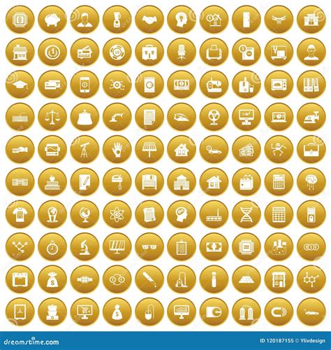 100 Loans Icons Set Gold Stock Vector Illustration Of Glove 120187155