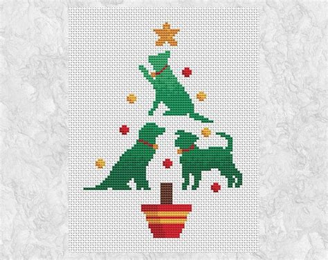 Dog Christmas Tree Cross Stitch Pattern Pet Lover Christmas Card