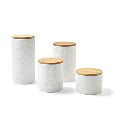 American Atelier Embossed Canister Set 4 Piece Ceramic Set Jar