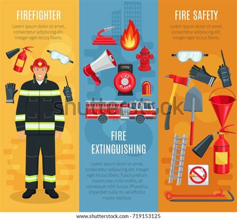 Fire Extinguishing Firefighting Fire Safety Banners Stock Vector