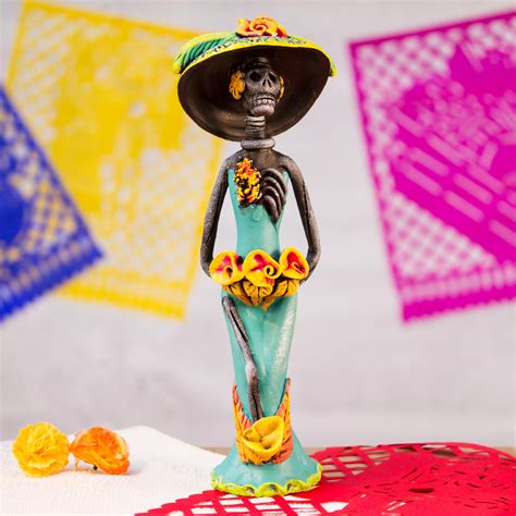 Day Of The Dead Catrina Ceramic Sculpture Crafted By Hand Catrina The