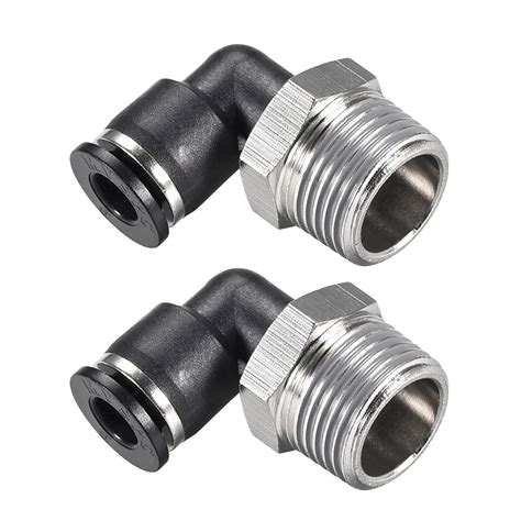 Push to Connect Tube Fitting Male Elbow,6mm Tube OD x 3/8 NPT Thread ...