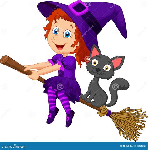 Young Sexy Witch Flying On Broomstick In Halloween Night Halloween Background With Full Moon