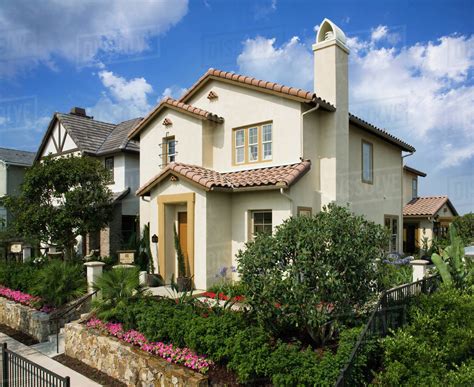Front Exterior Contemporary Spanish Style Home Stock Photo Dissolve