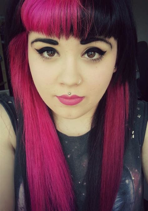 For hardcore pale girls, try r/dirtypale. Contrast bangs. Black and hot pink/fuchsia/cerise ...