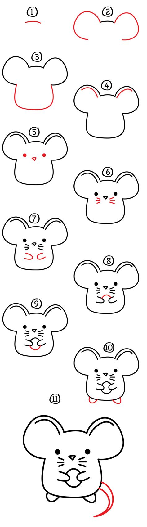 Additionally, you can draw lines along the tail to better see its 3d shape. How To Draw A Cartoon Mouse - Art For Kids Hub