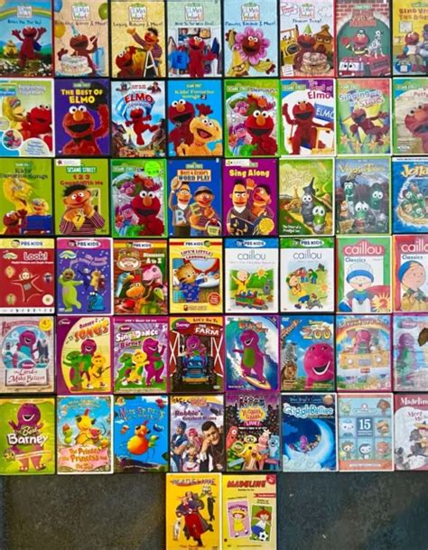 Lot Of 50 Childrens Dvds Barney Elmos World Pbs Kids Veggie Tales