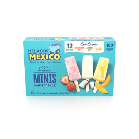 Helados Mexico Mini Cream Paletas Variety Pack 12 Ct Premium Ice Cream