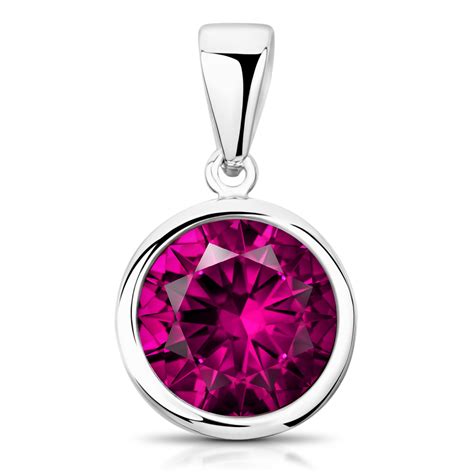 Materia Solitär Anhänger Mit Swarovski Kristall Magenta 925 Silber Materia Schmuck