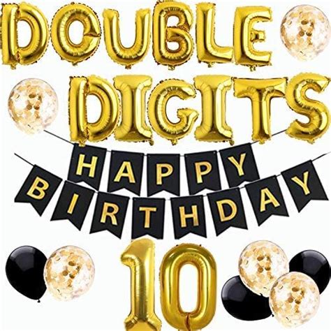 Double Digits Birthday Decorations Boys Girls 10th