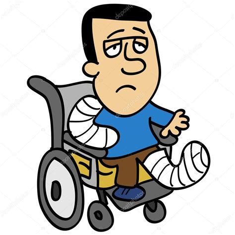 Injured Man On Wheelchair — Stock Vector © Rubiocartoons 38191041