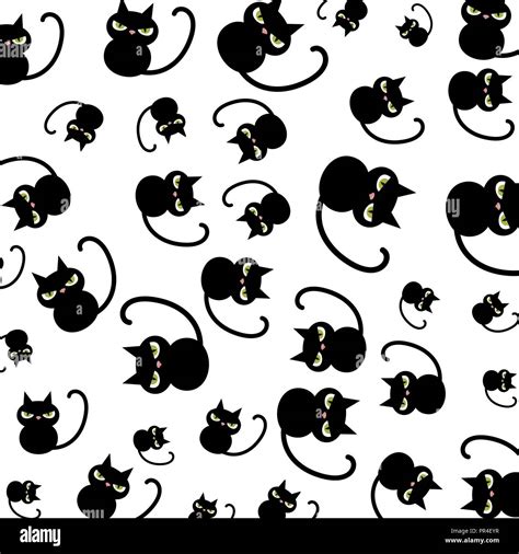 Halloween Black Cats Characters Pattern Vector Illustration Design Stock Vector Image And Art Alamy