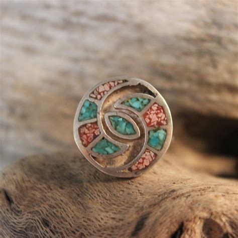 Vintage Navajo Sterling Silver Turquoise Coral Ring Native American 5 9