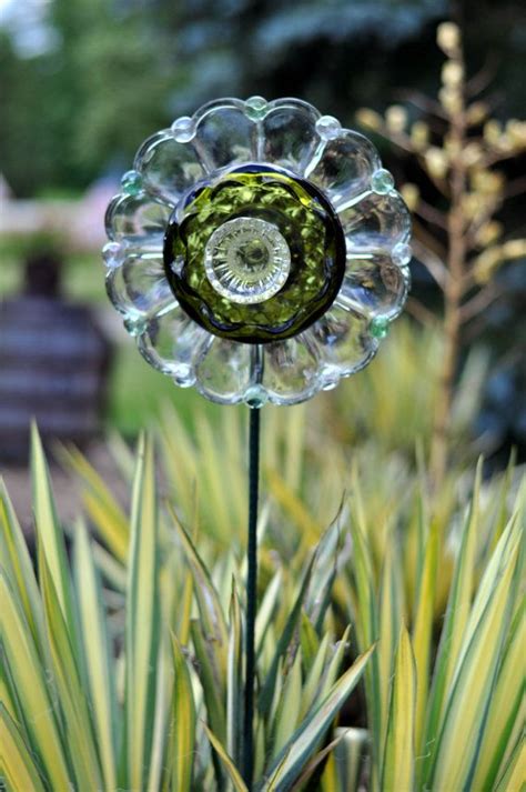 Repurposed Glass Garden Flower Wall Art Garden By Theglasslotus 4000