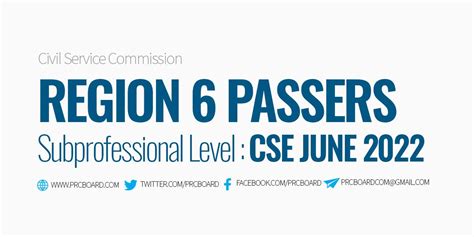 REGION PASSERS June CSE PPT Results Subprofessional