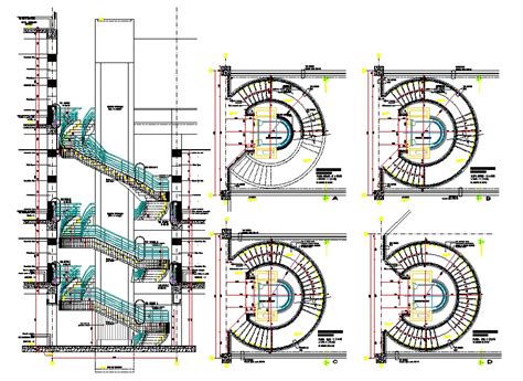 Round Shape Stair Design In Dwg File Stairs Design Concrete