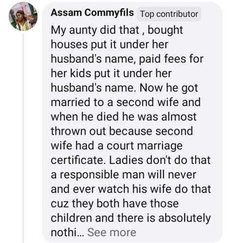 My Aunt Bought Houses In Her Husband S Name And He Later Married A Second Wife Who Almost Threw