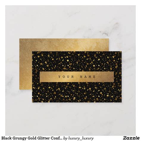 Black Grungy Gold Glitter Confetti Vip Business Card