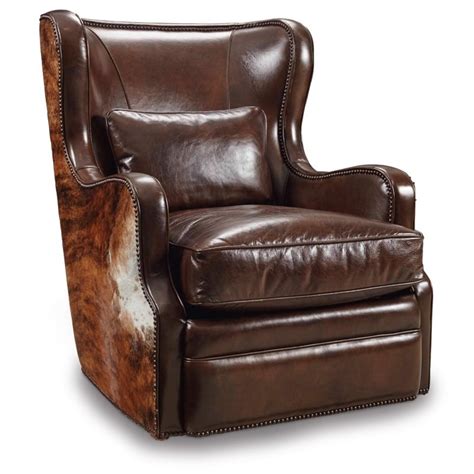 Hooker Furniture Wellington Leather Swivel Club Chair In Brown Homesquare