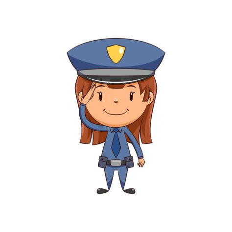 Female Police Officer Stop Sign Policeman Woman Vector Image Images