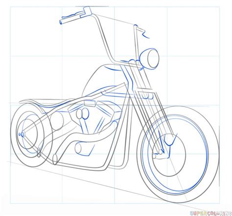 How To Draw A Chopper Bike Step By Step Drawing Tutorials For Kids And