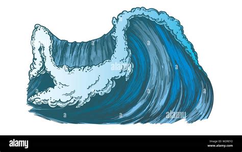 Color Breaking Pacific Ocean Marine Wave Storm Vector Stock Vector