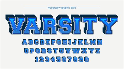 Bold Blue Slab Serif College Sports Style Alphabet 940972 Vector Art At