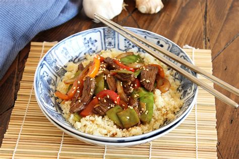 Let it sit for a few minutes, then fluff with a fork. Stir-Fried Beef Peppers and Snow Peas with Cauliflower Rice - The Suburban Soapbox