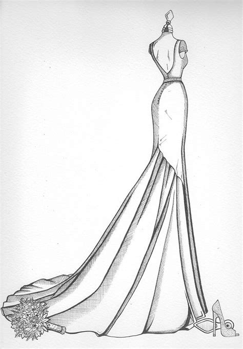 Wedding Dress Sketches Wedding Dress Drawing Wedding Dress Ink