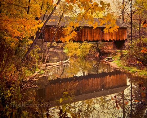 Free Download Fall Covered Bridge Photograph 8x10 Print By