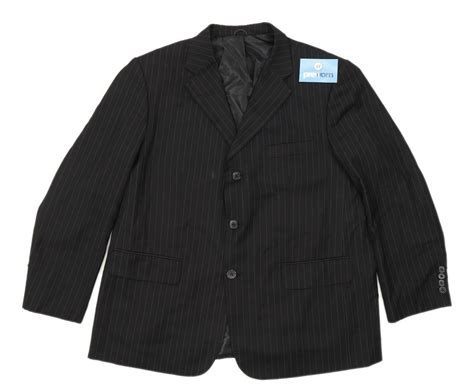 Trim fit, level front jeans with incomplete bottom. Preworn Mens Wool Striped Black Suit Jacket 44 Chest ...