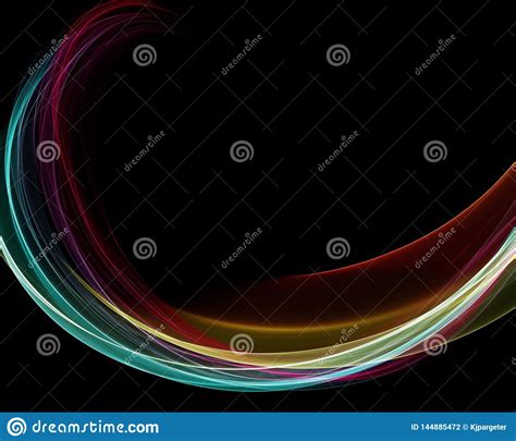 Abstract Background Of Rainbow Coloured Flowing Lines Stock