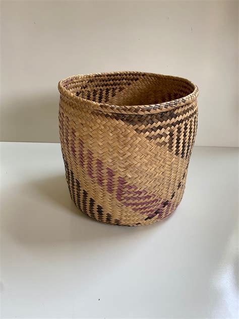 Vintage Hand Woven Mexican Basket Etsy