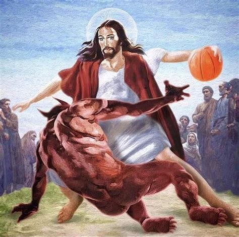 Jesus Vs Satan In Basketball Painting By Butler Patricia Fine Art America