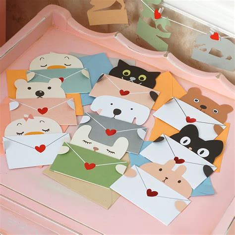 Buy Cute Animal Message Cards Mini Envelope Cards