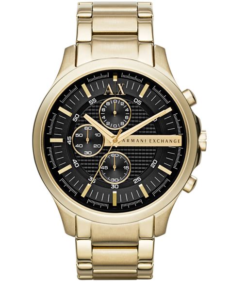 We stock a wide selection of men's emporio armani watches in a variety of colours like gold, black, blue and silver for both the strap and watch. Armani exchange A|x Men's Gold-tone Stainless Steel ...