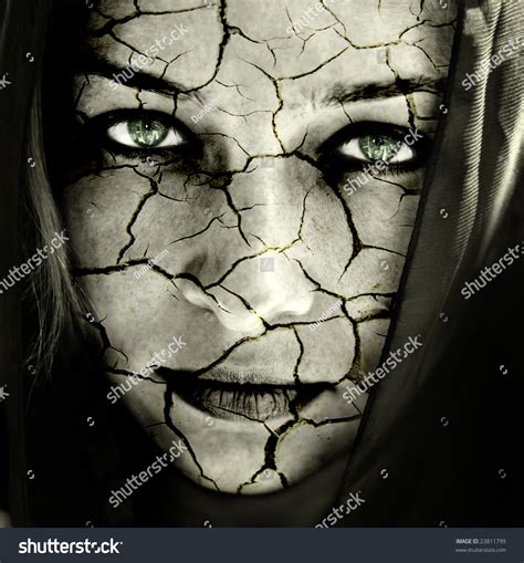Portrait Sad Woman Cracked Face Skin Stock Photo 23811799 Shutterstock