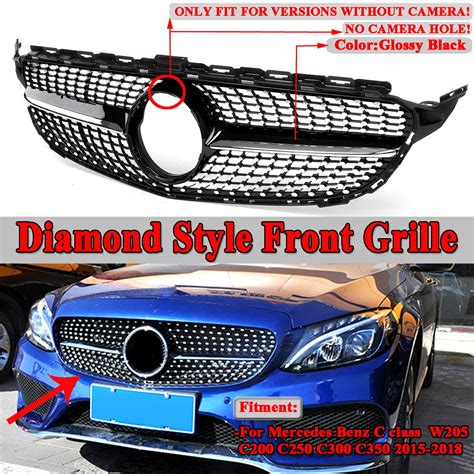 Diamond Grill For Mercedes Benz W205 C Class C250 C300 C400 2015 18