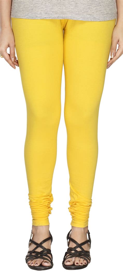 1518690 Casual Yellow Color Cotton Fabric Leggings