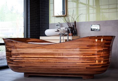 Bathing In Luxury Take A Dip In These Luxury Bathtubs Wooden Bathtub Wooden Bath Wood Bathtub