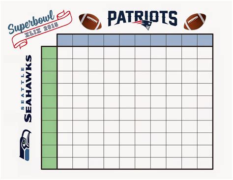 Free Downloadfootball Squares Pool For Superbowl Sunday Square