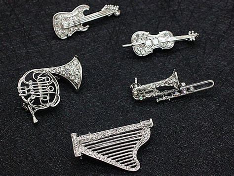 Buy 20pcs Musical Instruments Brooch Pin Rhinestone