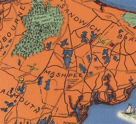 Old Map Of Cape Cod Vintage Pictorial Map Posters Vintage Etsy Denmark